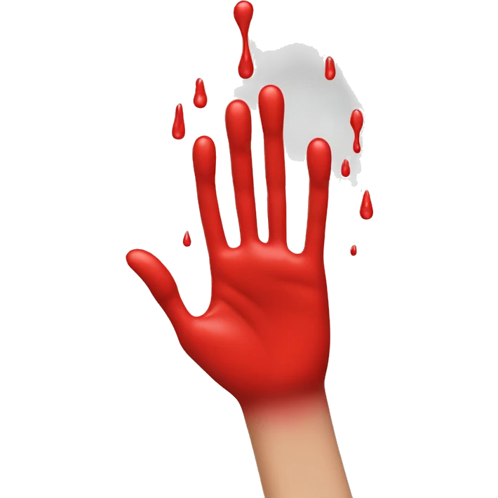 red color drippingfrom hand emoji