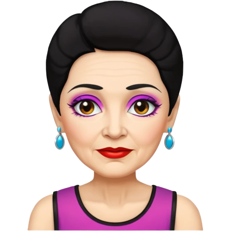 Old Women In Sleeveless, black hair, funky. emoji