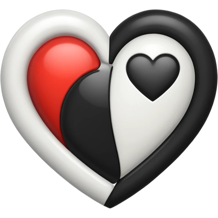 Half Black and half white heart emoji