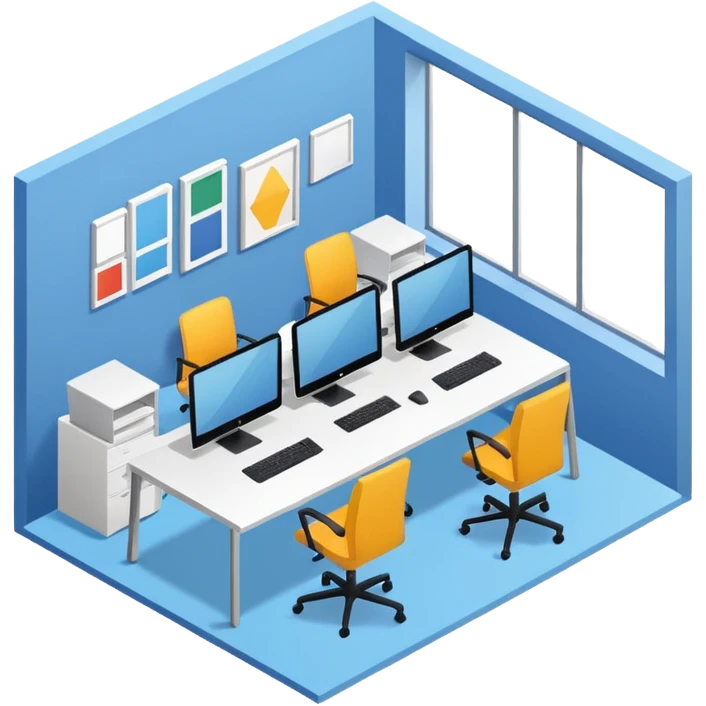 office room of designers isometric emoji