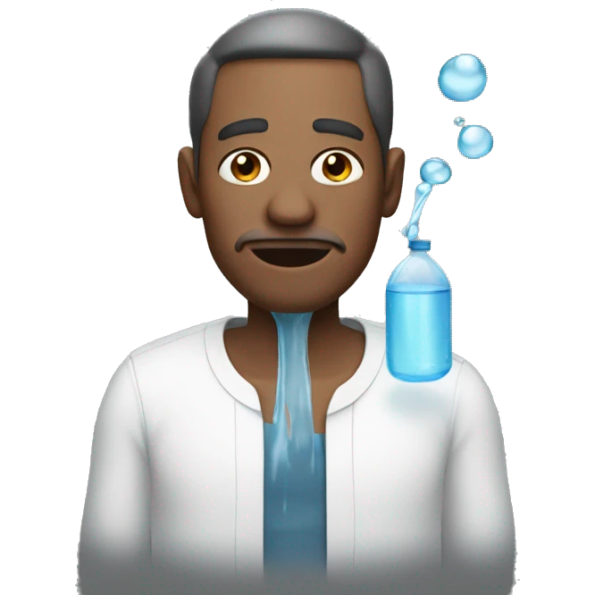 ugly man with water emoji