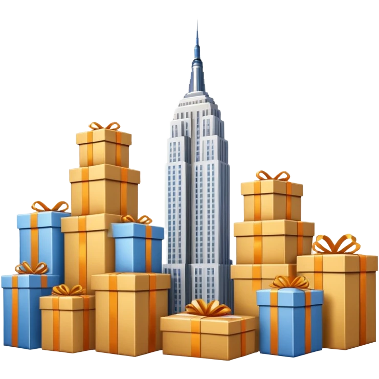 Empire State Building with many packages on the back emoji