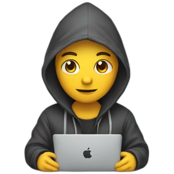 Developer with hoodie and a macbook emoji