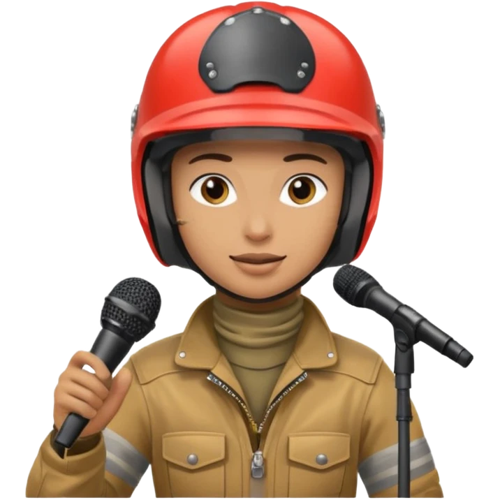 dirtbike rider on stage being interviewed emoji