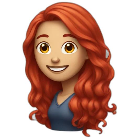 red long hair woman smiling emoji