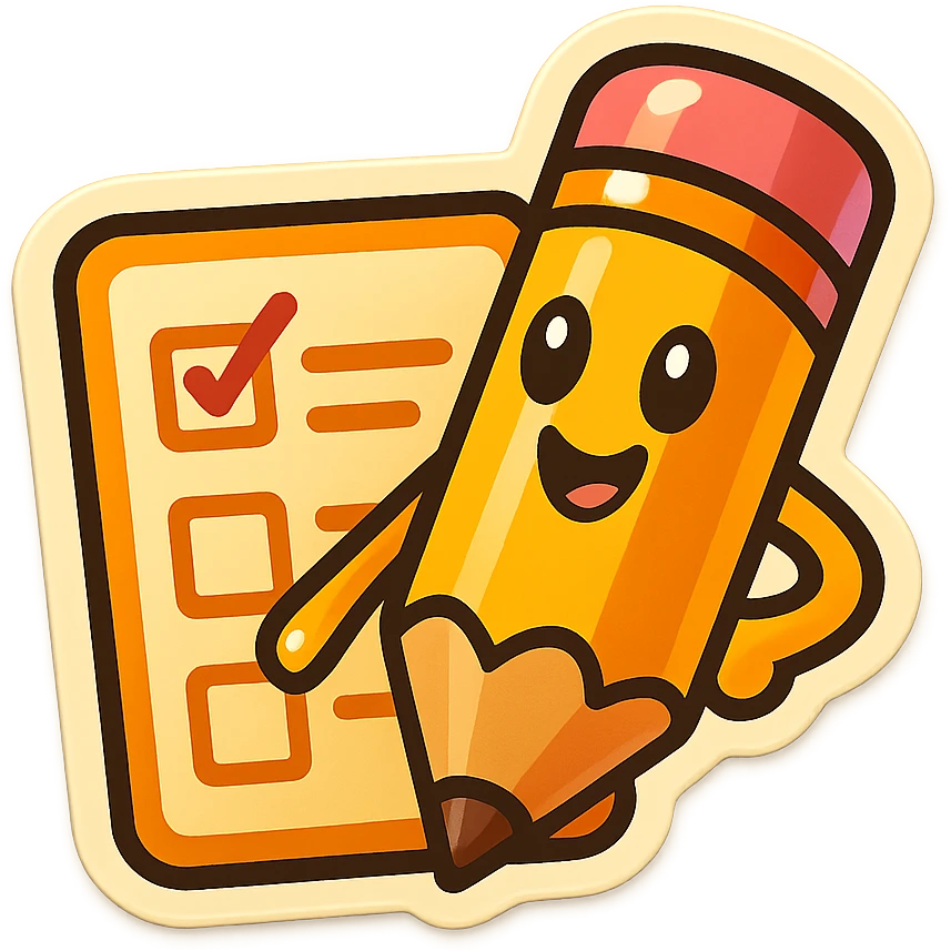 fun and friendly sticker of a pencil writing on a task list emoji