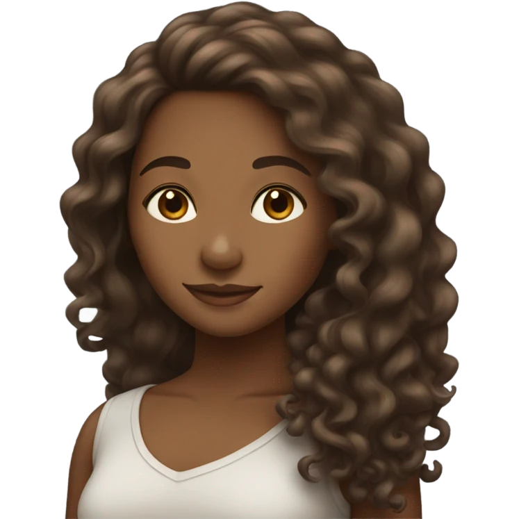 Brown girl with long curly hair emoji