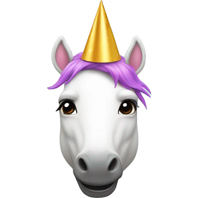 Unicorn wearing a party hat emoji