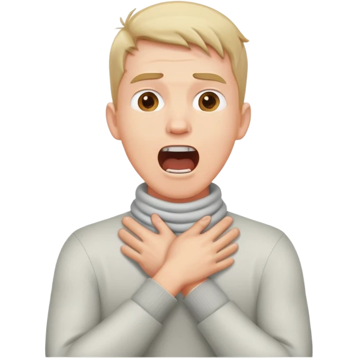 guy crossing hands around his neck screaming emoji
