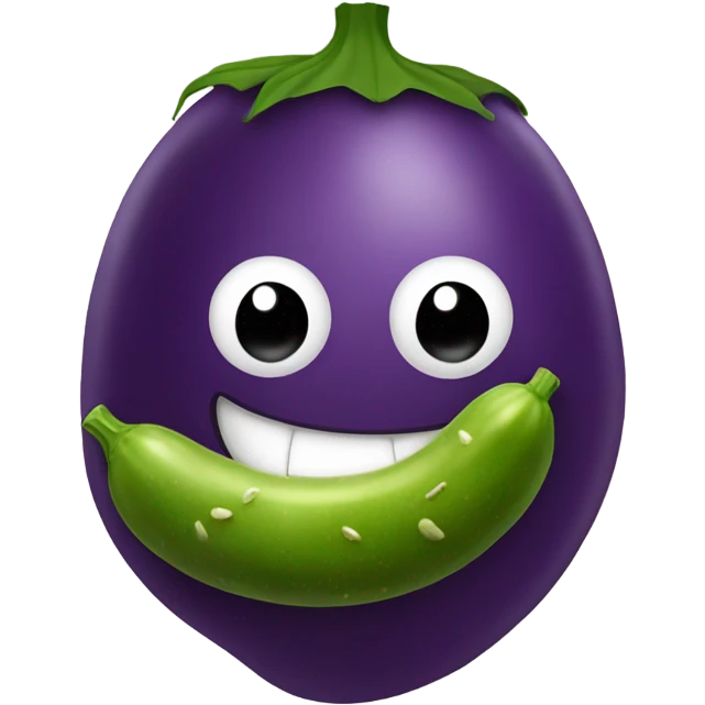 eggplant eating a pickle emoji