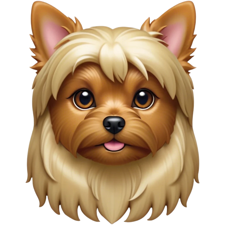 Cinematic Noble Yorkshire Terrier Portrait Emoji, Exuding refined charm and dignified poise, with a lustrous, silky fur in rich, deep hues, alert eyes and a confident expression, simplified yet exquisitely detailed, glowing with a soft, aristocratic radiance, high shine, embodying intelligent grace and classic elegance, soft glowing outline, capturing the essence of a regal Yorkshire Terrier ready to rule the screen with effortless sophistication! emoji