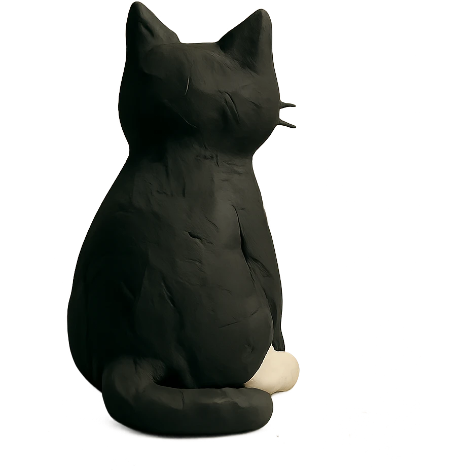 black cat with white bottom emoji