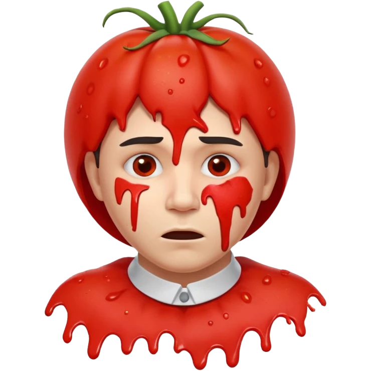 failed stage performer portrait, head and shoulders only, tomato splatters on face, embarrassed expression, torn theater costume collar, dramatic stage makeup, comedy tragedy vibe, 3D cartoon, mobile game icon style, clean background, no text, no watermark
 emoji