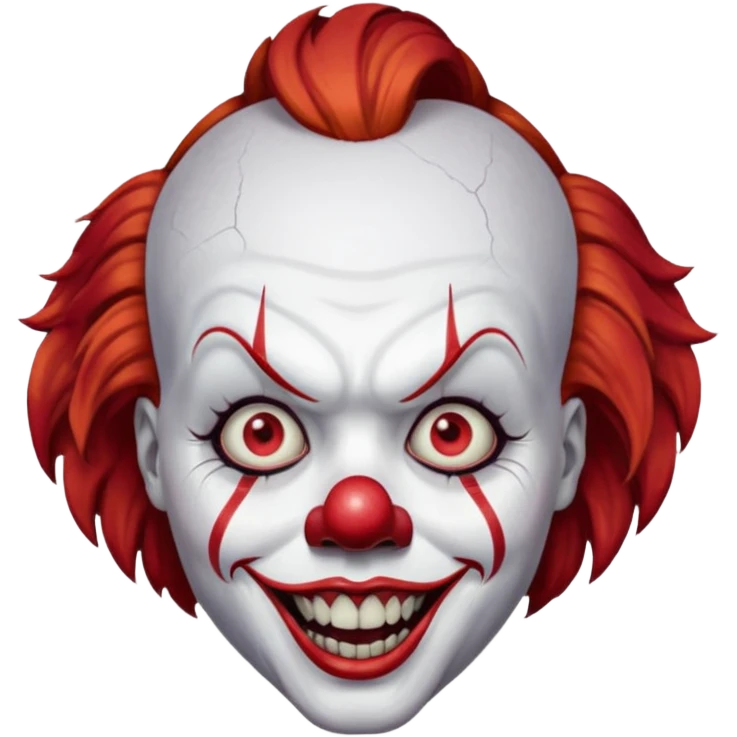 create a scary pennywise clown with cracks on his forehead emoji