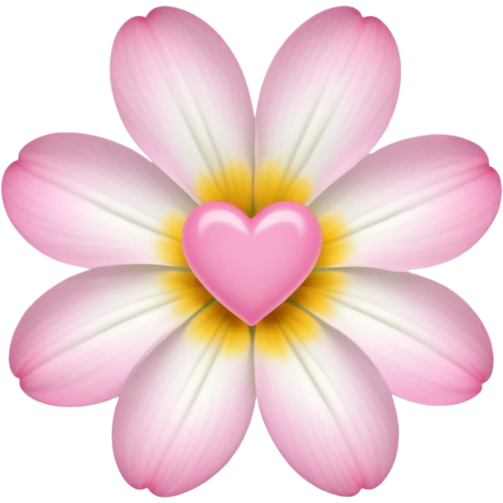 white flower with mini pink heart center emoji