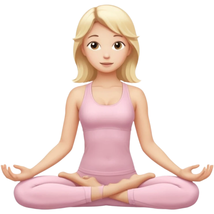 angelic blonde yoga girl in light pink yoga outfit  emoji