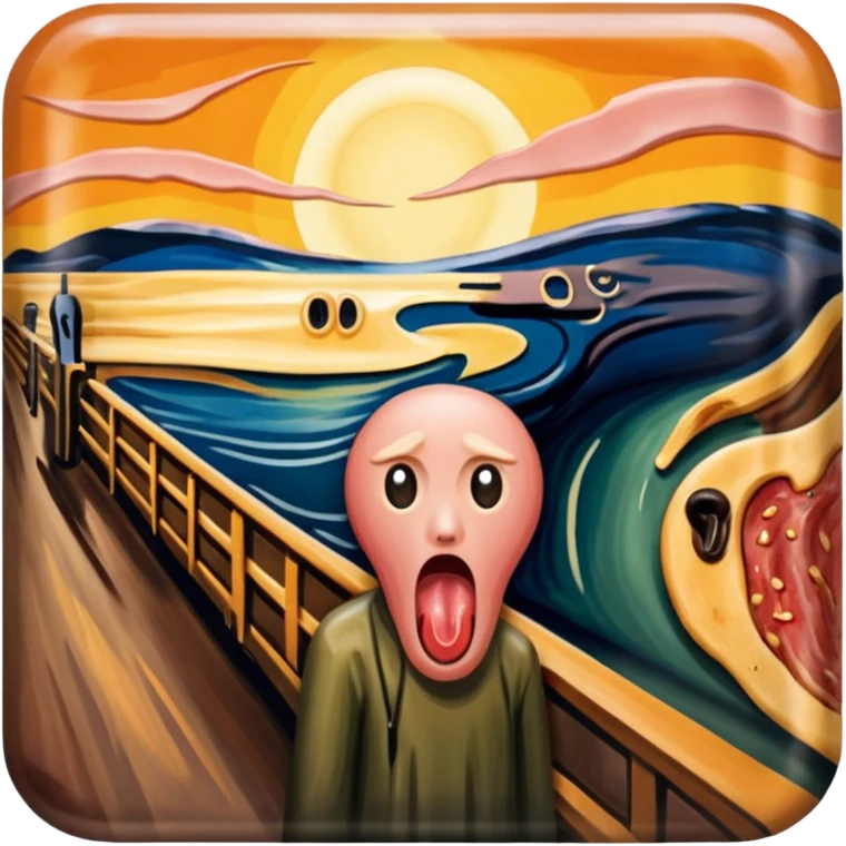 Edvard munch The Scream painting with SPAM MEAT landscape  emoji