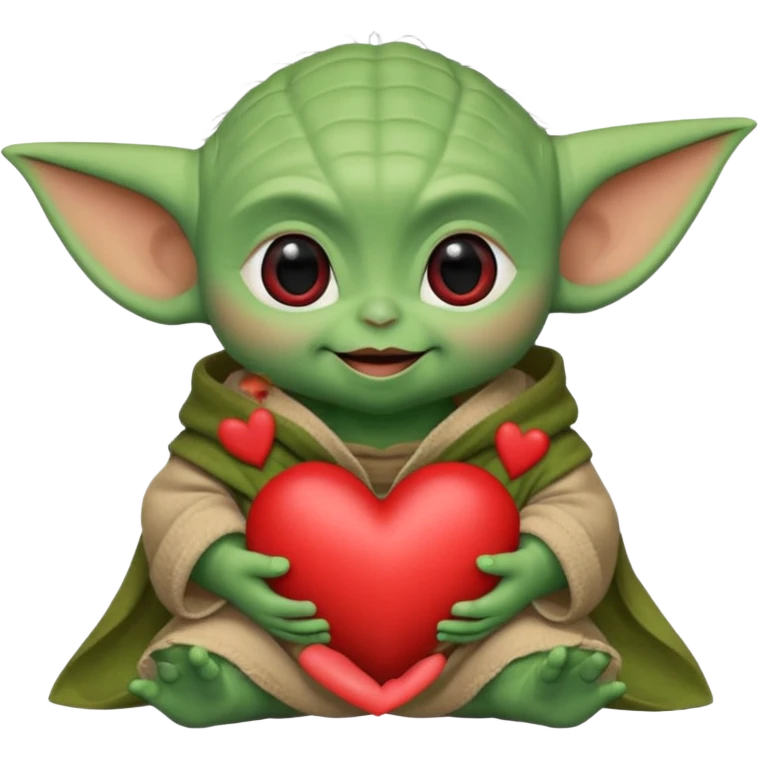 Baby yoda with heart emoji