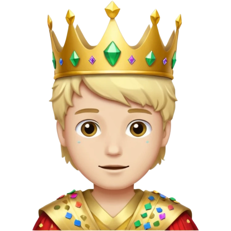 Festival Prince – gold sash + confetti crown, Golden Princes. emoji