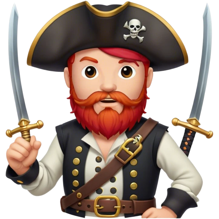 Pirate with red beard and swords emoji