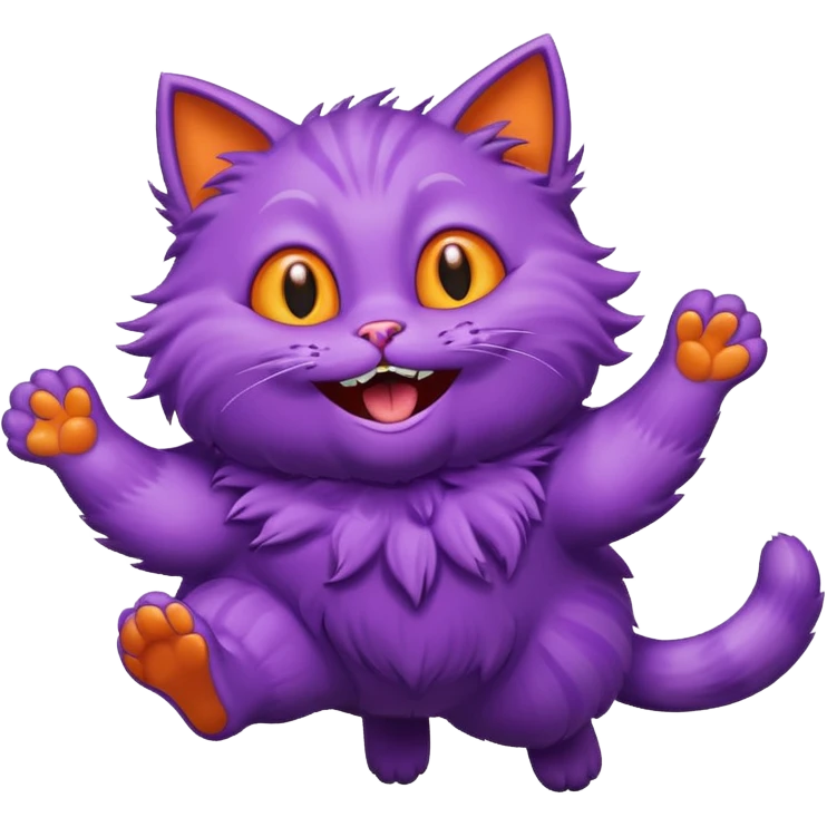 funny purple cat jumping after a fly emoji