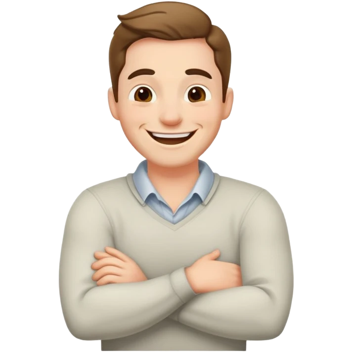 Man laughing with arms crossed around his neck emoji