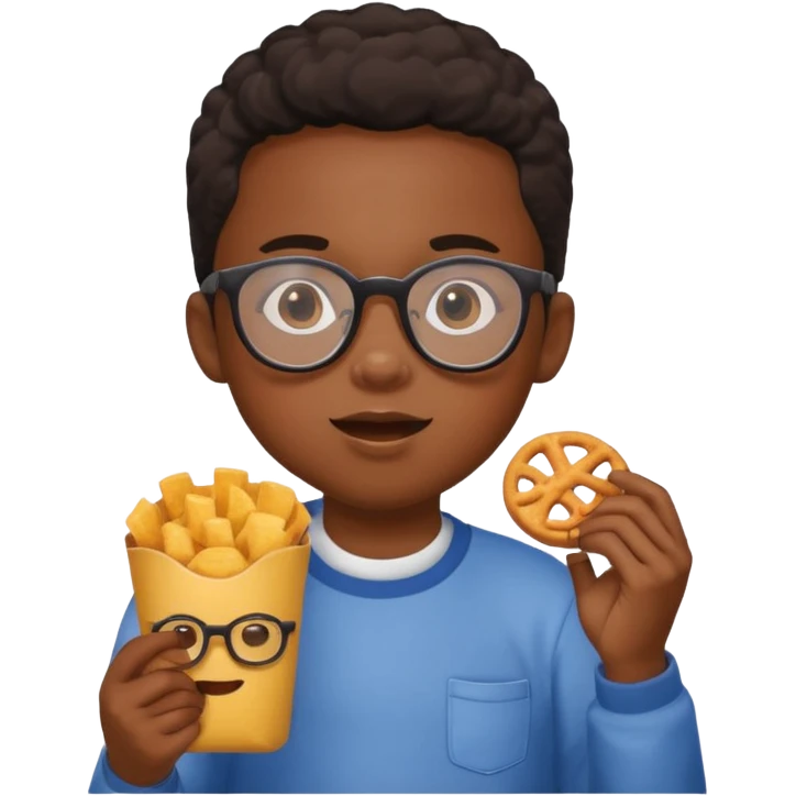 snack holding black kid with glasses on eyes emoji