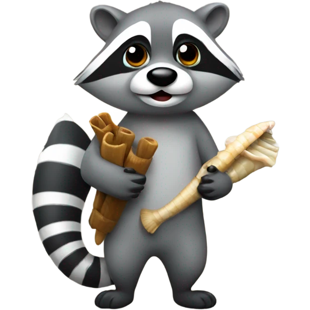 Raccoon holding fishbone emoji