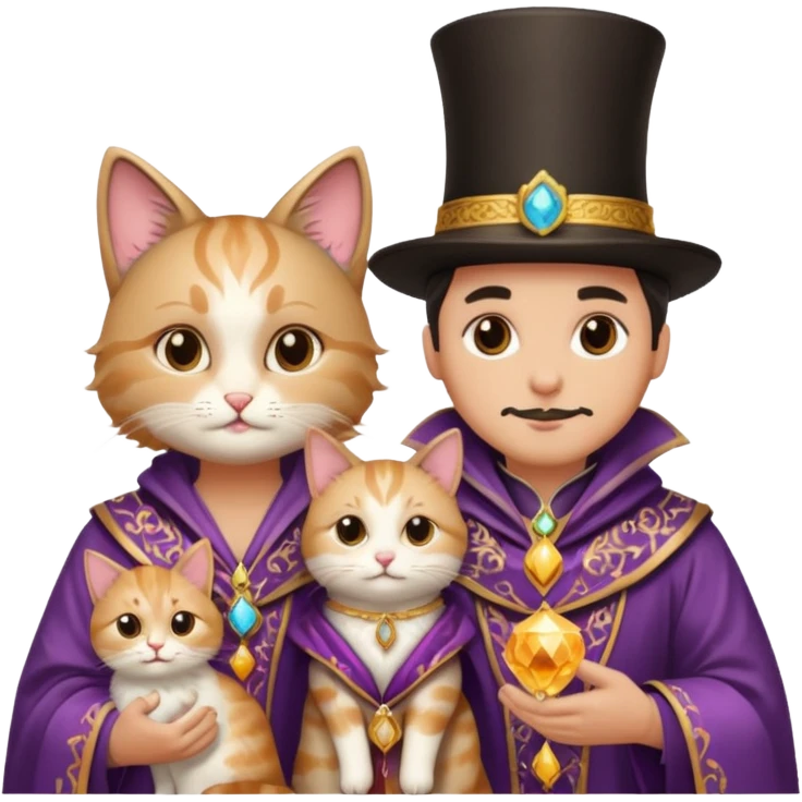 magician couple and their pet cat emoji