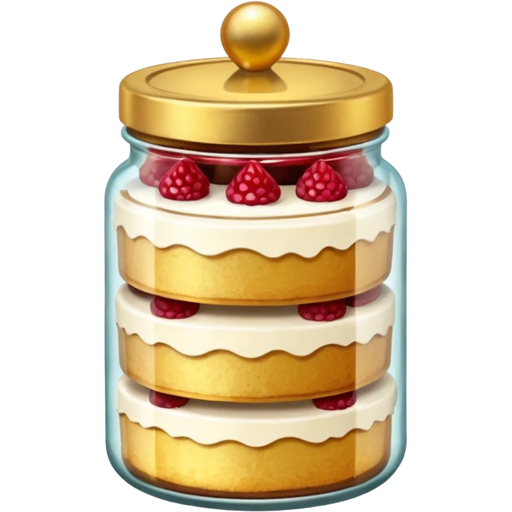 A layered little jar of cake that is gold I only want to be gold like I want the black background to be black. emoji