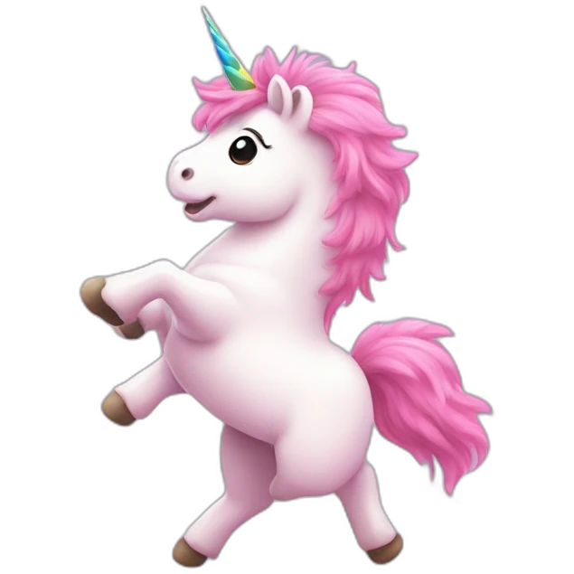 Pink fluffy unicorn dancing on a rainbow  emoji