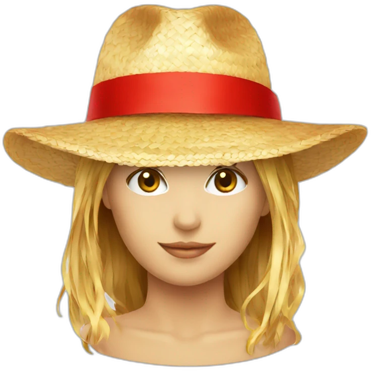 A straw hat with red ribbon emoji