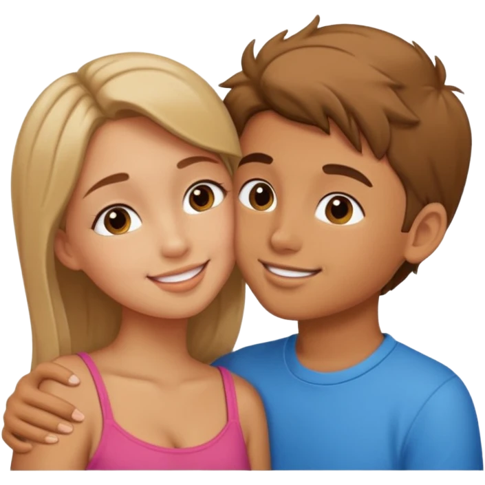 A Cute boy kissing a cute girl emoji