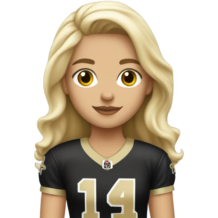 Blonde girl wearing Saints jersey emoji