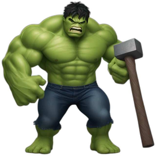 Hulk marvel avengers movi with hammer emoji