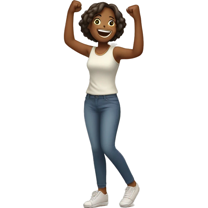 Girl is happy and exited hold her fists  emoji