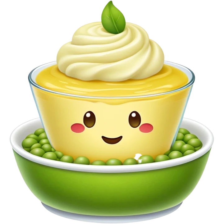 Beijing Wandou Huang pea pudding with yellow color, simplified emoji style with bold outlines and bright colors, cartoon style traditional sweet bean dessert emoji