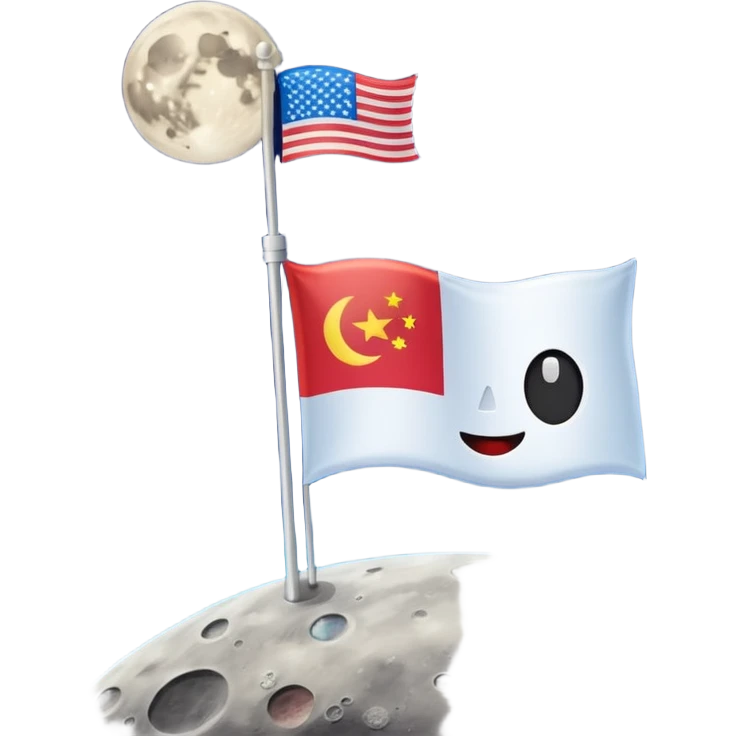 На фоне космоса луна а на ней флаг и написано "Ьфоуыешс " emoji