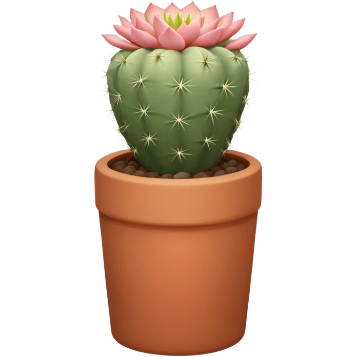 A ceramic pot in a pastel terracotta color, shaped like a cylinder, the pot is tall and contains an Acanthocalycium Glaucum cactus plant. emoji