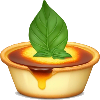Fancy Creme brulee with a leaf emoji
