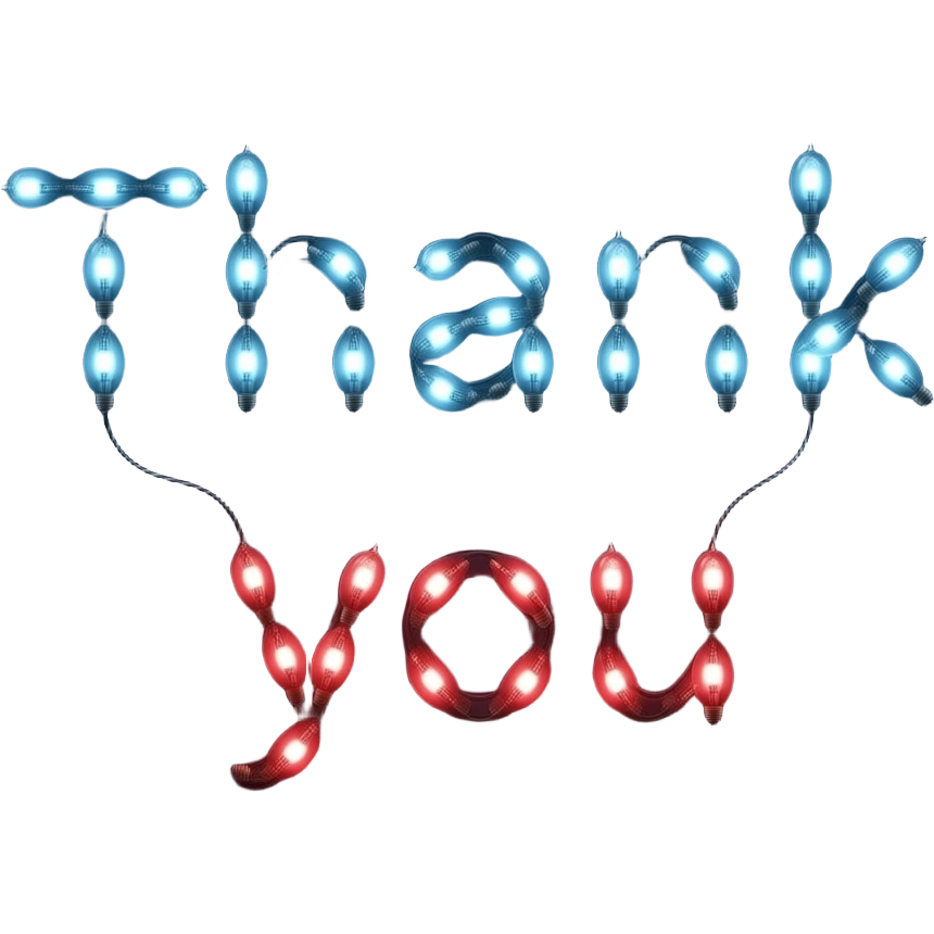 Stranger things Christmas bulb  lights spelling out Thank you emoji