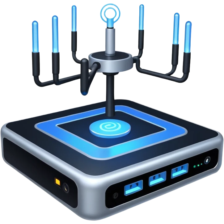 Can you create a picture for an AI LLM model router showing it as a hub connecting different LLMs? Can you make it look more professional?
 emoji