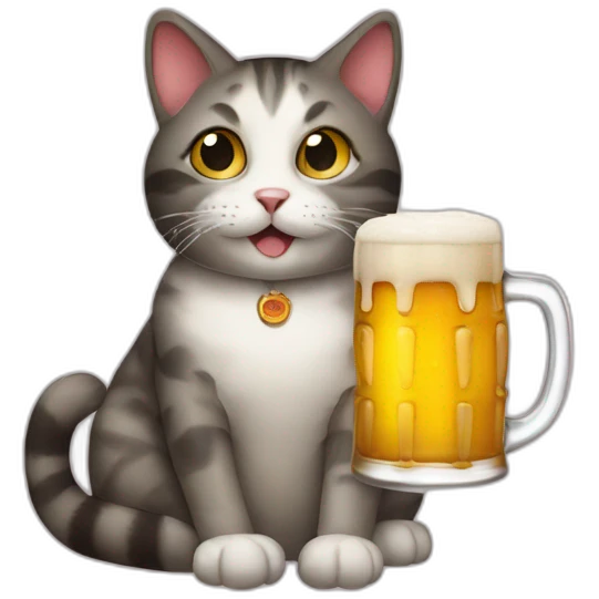 Cat with beer emoji