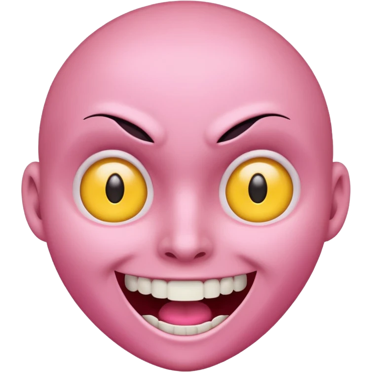 face with a wide slasher smile, pink and yellow eyes, surprised expression emoji