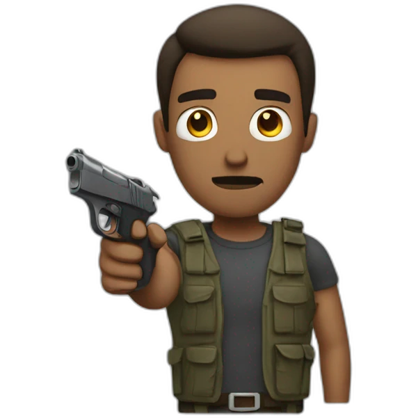 guy with gun worried emoji
