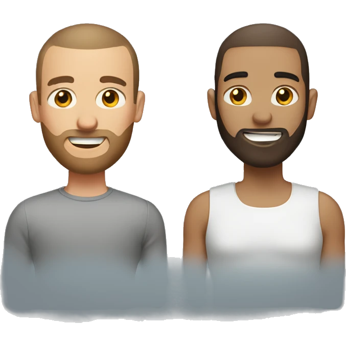 Couple. Guy with brown buzzcut and brown beard. Girl with brown hair. Both light to medium skin. emoji
