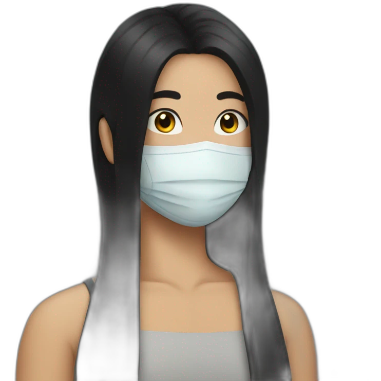Aman with black hair and wearing a mask emoji