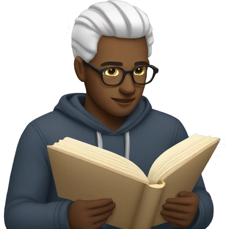 create a white man reading a book emoji