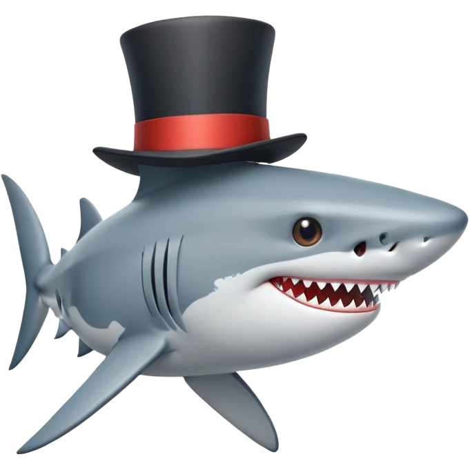 Shark with a top hat emoji