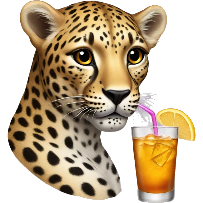 Leopard with a drink emoji